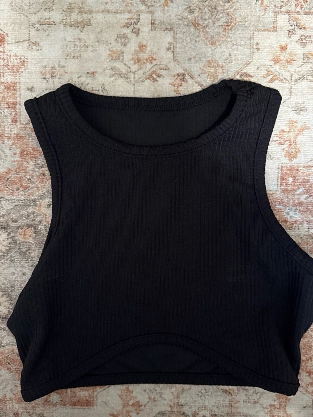Black Ribbed Cropped Tank Top